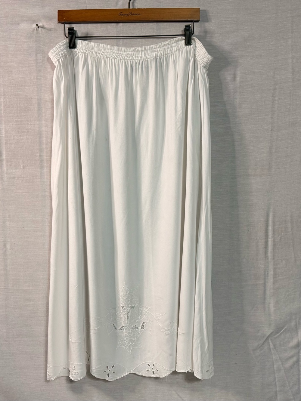 Vintage Jane Ashley White Embroidered Eyelet Maxi Skirt L